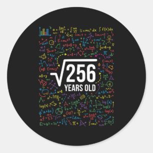 Adesivo Raiz Quadrada de Matemática 256 Anos de Idade, Mat