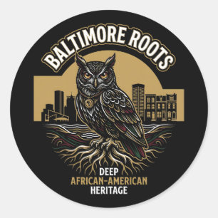 Adesivo Raízes de Baltimore Coruja Sábia Patrimônio Afro-A