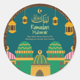Adesivo Ramadã  Eid Mubarak Ouro Calliografia Maroon