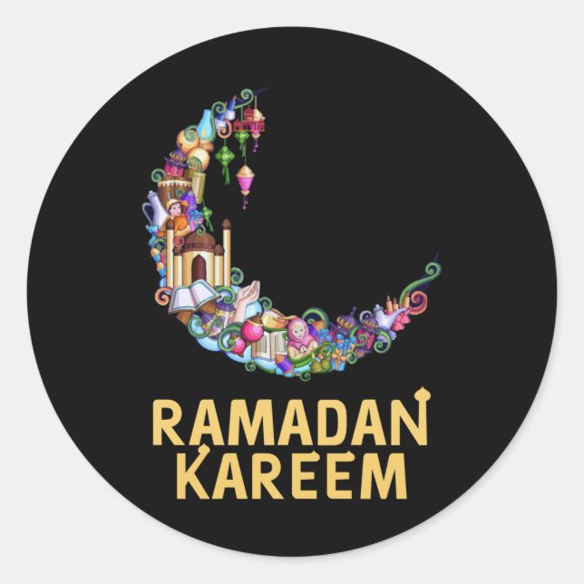 Adesivo Ramadan Kareem Mubarak Moon em Festa (Frente)