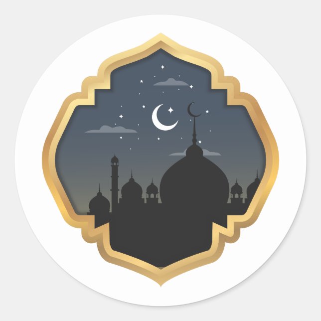 Adesivo Ramadan Kareem Round Sticker, Clássico Brilhante (Frente)