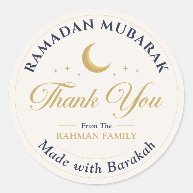 Adesivo Ramadão Mubarak Obrigado Dourado Celestial (Frente)