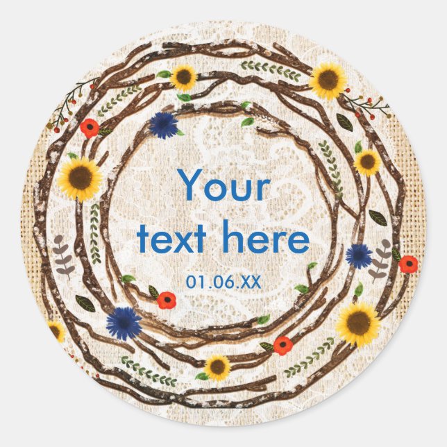 Adesivo Ramais Florais Burlap Rustic & Lace Stickers (Frente)