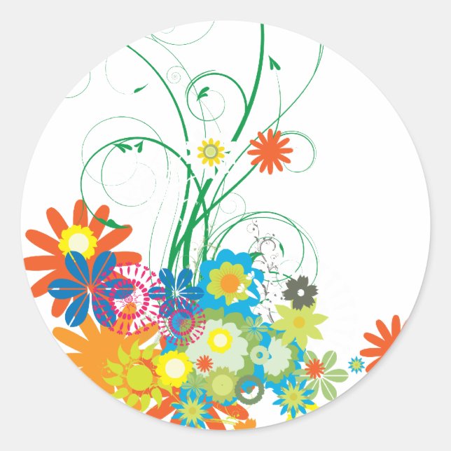 Adesivo ramalhetes de flores de espirais vetoriais (Frente)