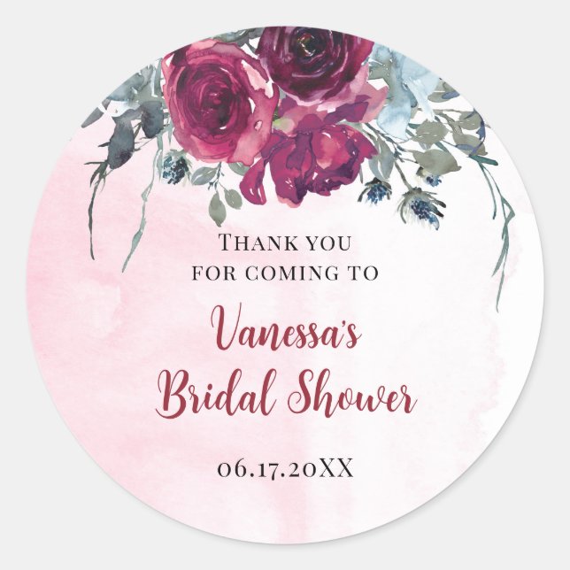 Adesivo Ramalhetes Florais de Borgonha em Aquarela (Frente)