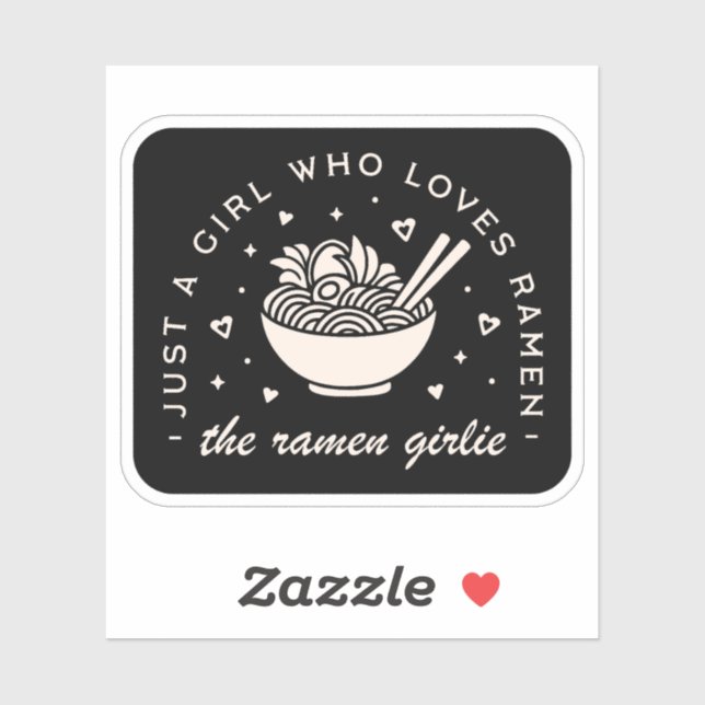 Adesivo Ramen ama garota comida japonesa canta preto (Folha)