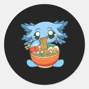 Adesivo Ramen Axolotl Kawaii Anime Comida Japonesa Garota-