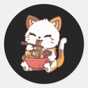 Adesivo Ramen Cat Anime Kawaii Cat Eating Ramen