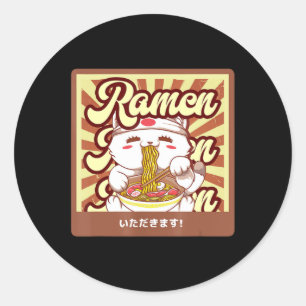 Adesivo Ramen Cat Neko Anime Kawaii Japonês Cat Lover Tee