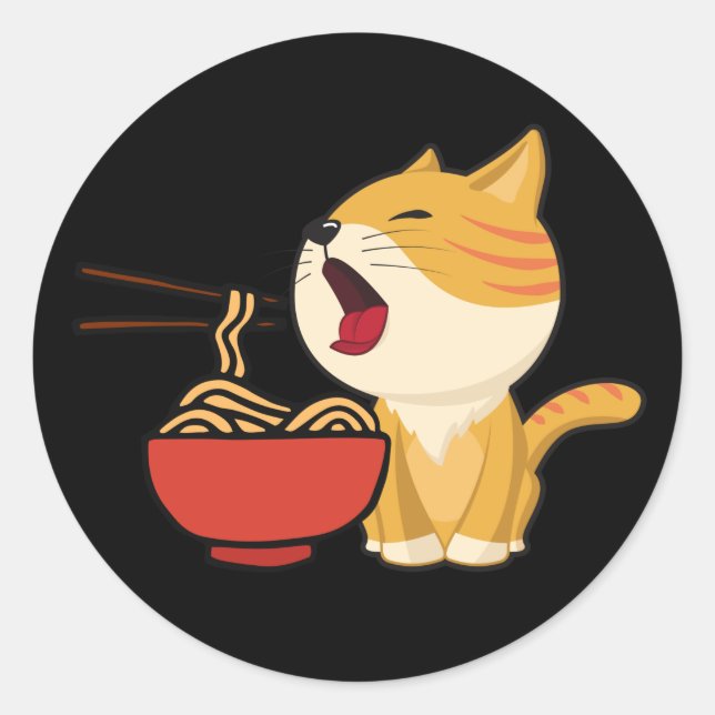 Adesivo Ramen Cat, Ramen Noodles, japonês Ramen Cat (Frente)