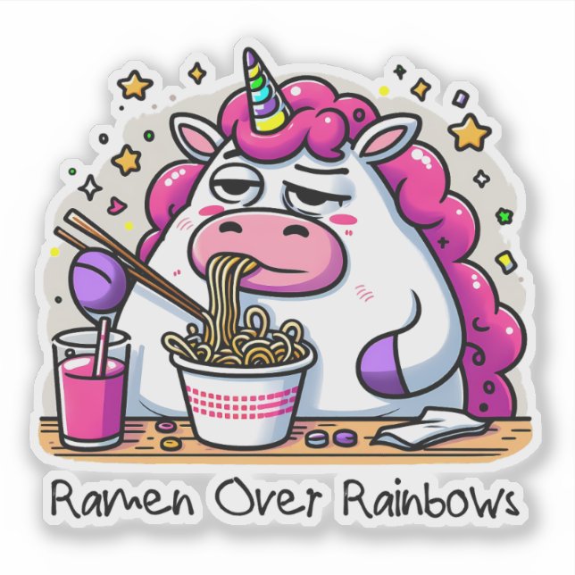 Adesivo Ramen de Comida Unicorn (Frente)