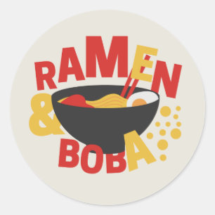 Adesivo Ramen e Boba Fofos