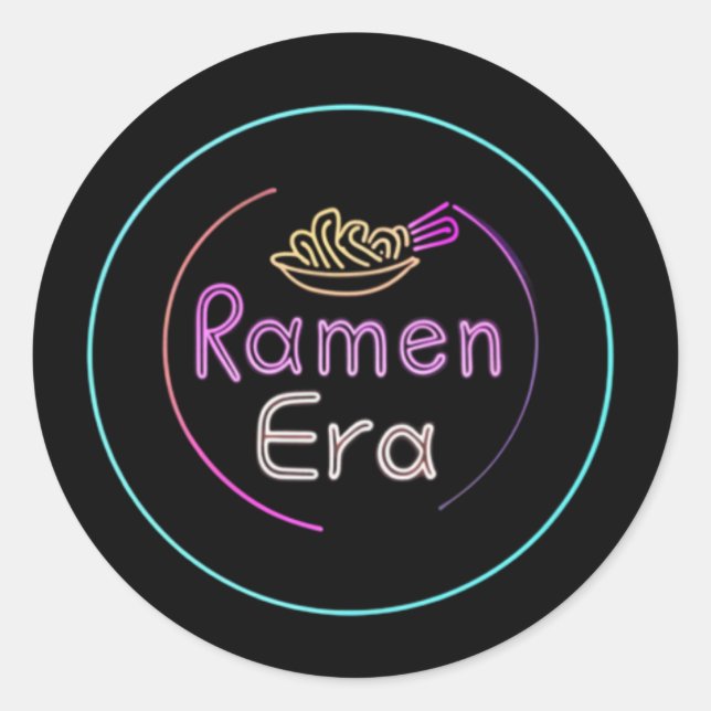Adesivo RAMEN ERA, comida japonesa, ESTILO DE NEON (Frente)