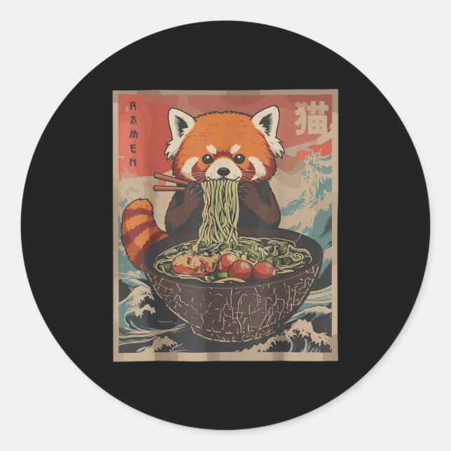 Adesivo Ramen Japanese Graphic Tees Red Panda Anime Shirts (Frente)
