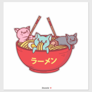 Adesivo Ramen japoneses adoráveis engraçados do gato do