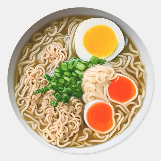 Adesivo Ramen Noodles com Comida de Ovo Encerrado (Frente)