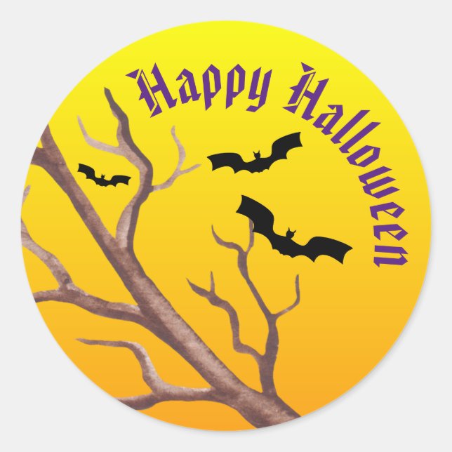 Adesivo Ramificação De Árvores Tortas, Morcegos E Lua Chei (Frente)