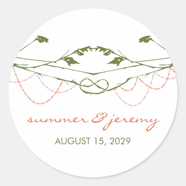 Adesivo Ramificações de Amar Árvores de Amarra Casamento (Frente)