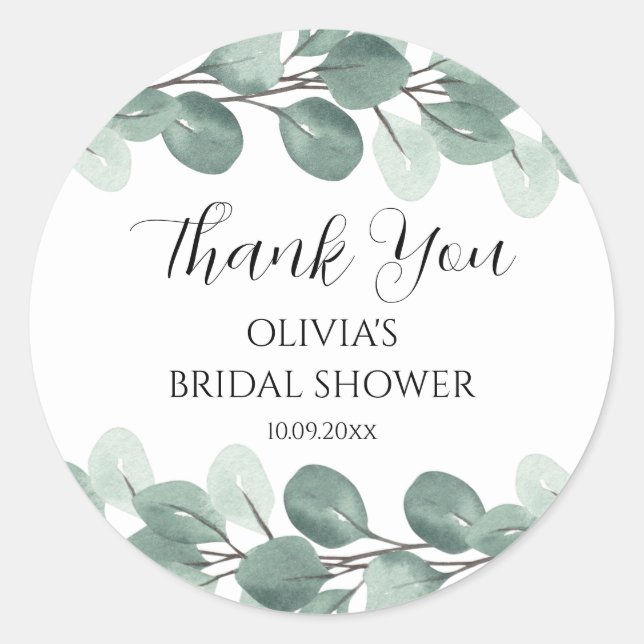 Adesivo Ramificações Eucalyptus Aquarela Elegante Obrigado (Frente)