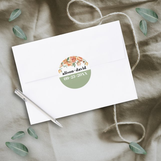 Adesivo Ramo com casamento de rosa de pêssego (Criador carregado)