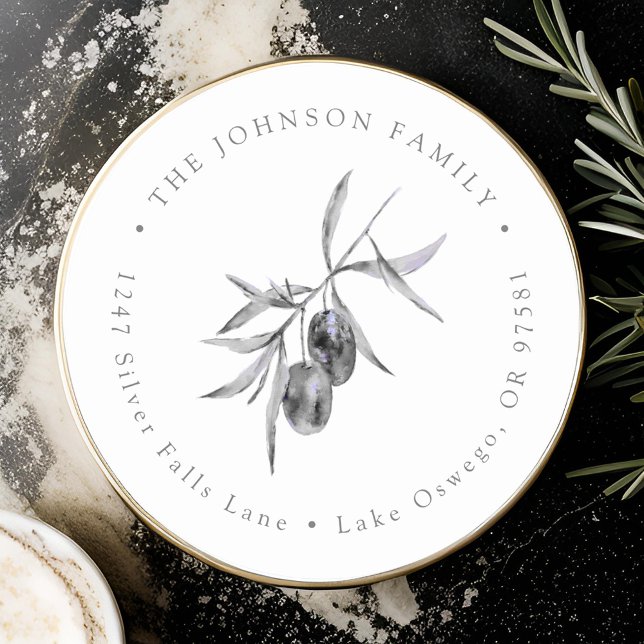 Adesivo Ramo de Oliveira em Aquarela Endereço de Remetente (Criador carregado)