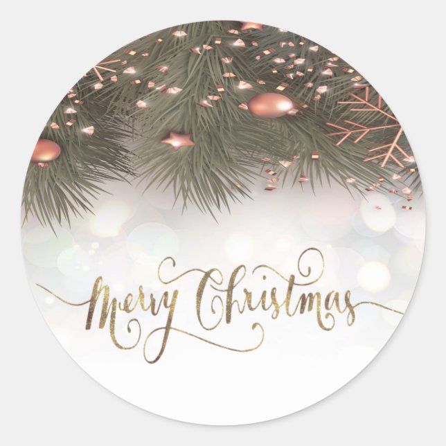 Adesivo Ramos de Pinheiro Enfeites Feliz Natal (Frente)