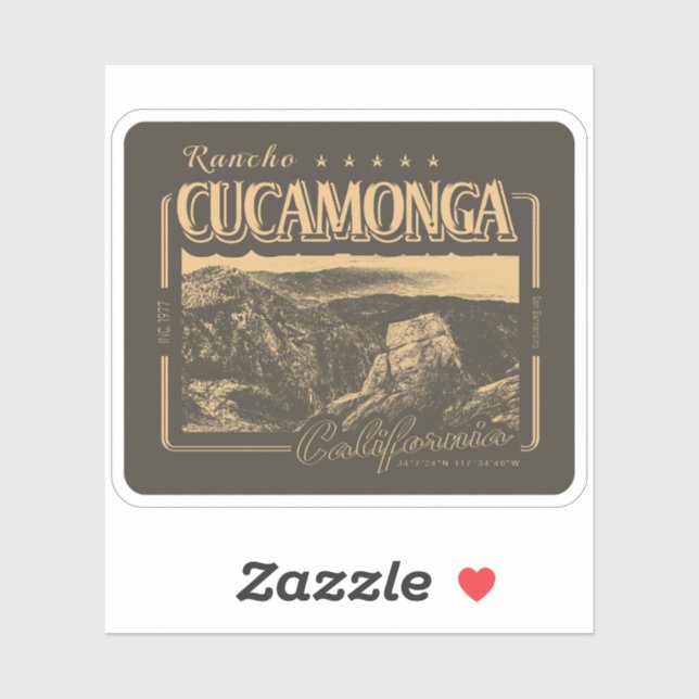 ADESIVO RANCHO CUCAMONGA CALIFÓRNIA - CUCAMONGA PEAK (Folha)