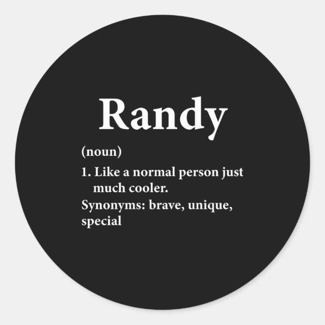 Adesivo Randy Name Definition Funny D  (Frente)