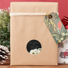 Adesivo Ranúnculo Branco em Aquarela Romântica em Preto