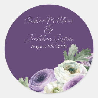 Adesivo Ranúnculo Romântico em Aquarela em Roxo Escuro