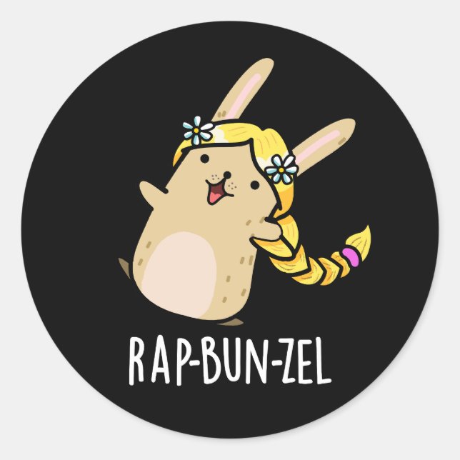 Adesivo Rap-bun-zel Funny Bunny Pun Dark BG (Frente)