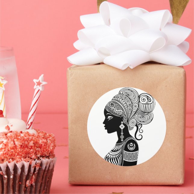 Adesivo Rapariga africana Retrato Tribal Tatuagem (Festa)