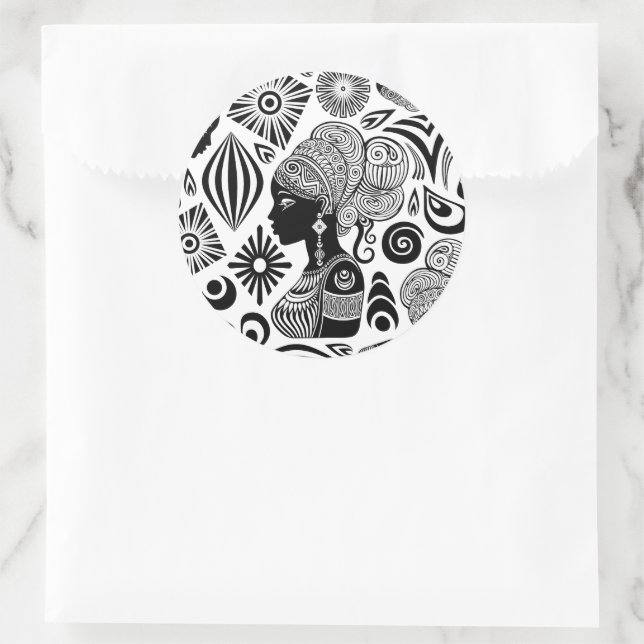 Adesivo Rapariga africana Retrato Tribal Tatuagem (Bolsa)