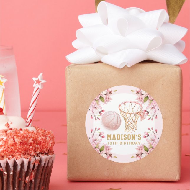 Adesivo Rapariga Aniversário Personalizada Basquete (Festa)