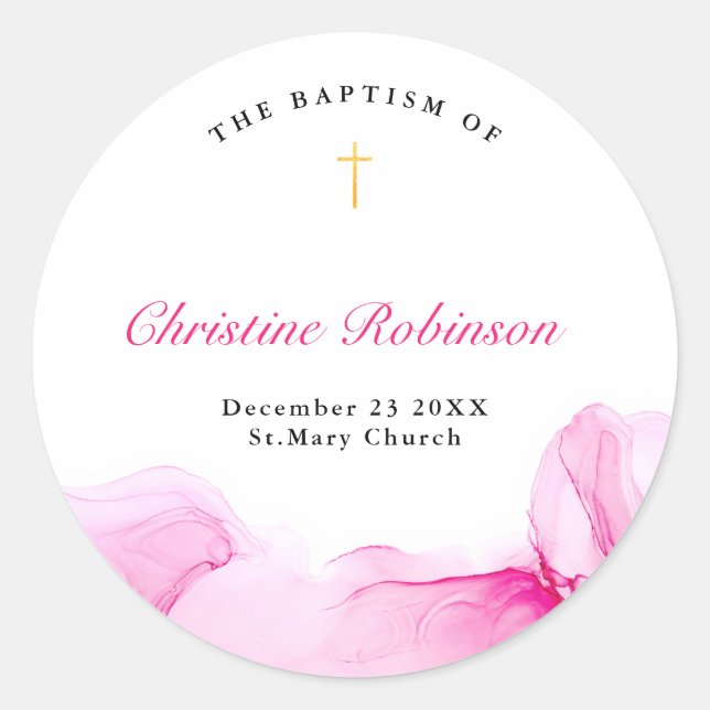 Adesivo Rapariga Baptism Christening Pink Ink (Frente)