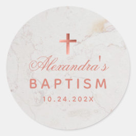 Adesivo Rapariga Baptism Faux Rosa Dourado Marble Elegante