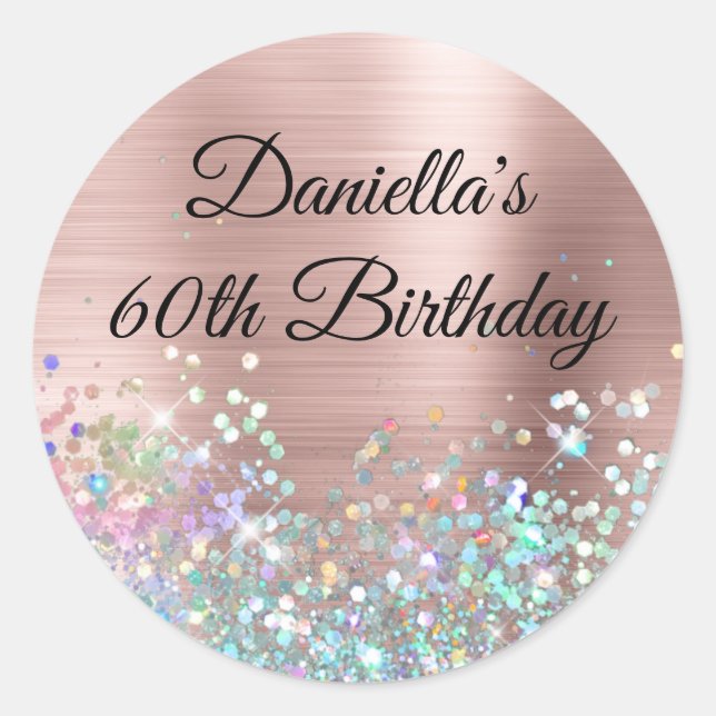 Adesivo Rapariga Blush Rosa Gold Foil Holo Glitter Anivers (Frente)