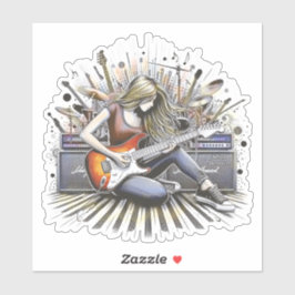 Adesivo Rapariga com vibrações musicais