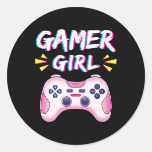 Adesivo Rapariga Cuja Controladora Rosa Joga Jogo