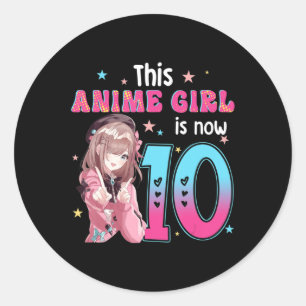 Adesivo Rapariga de 10 anos Kawaii presente a garota 10