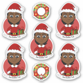 Adesivo Rapariga de Natal afro-americana com cabelo curto