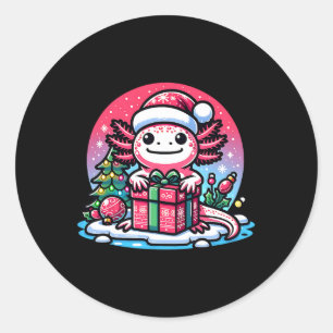 Adesivo Rapariga de Natal Axolotl Santa Hat Kids Xmas Axo