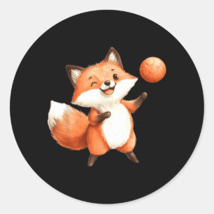 Adesivo Rapariga de raposa de aquarela fofa jogando bola d