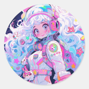 Adesivo Rapariga do Astronauta Espacial de Kawaii Moe Past