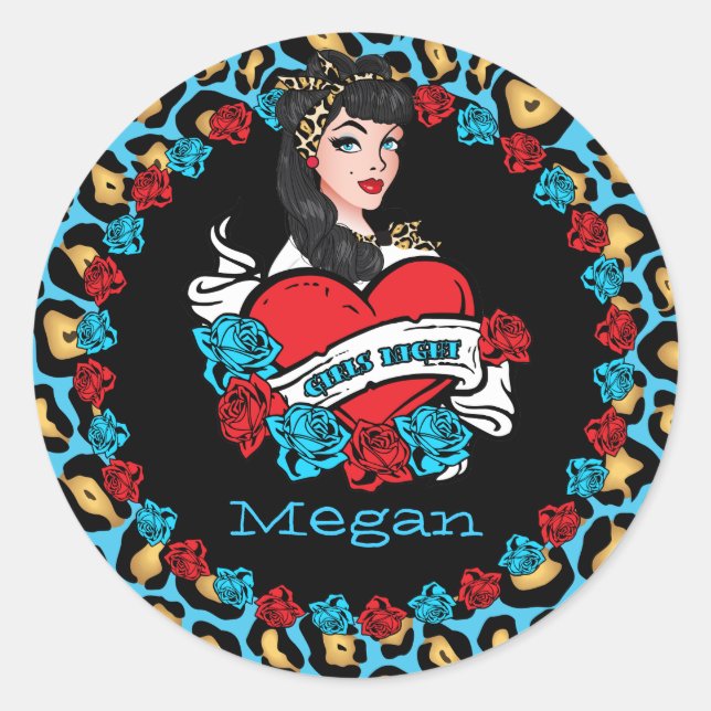 Adesivo Rapariga do Pin-up, Rock-a-Billy, Stickers (Frente)