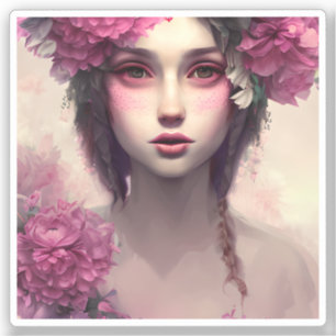 Adesivo Rapariga Eetérea com sardas cor-de-rosa