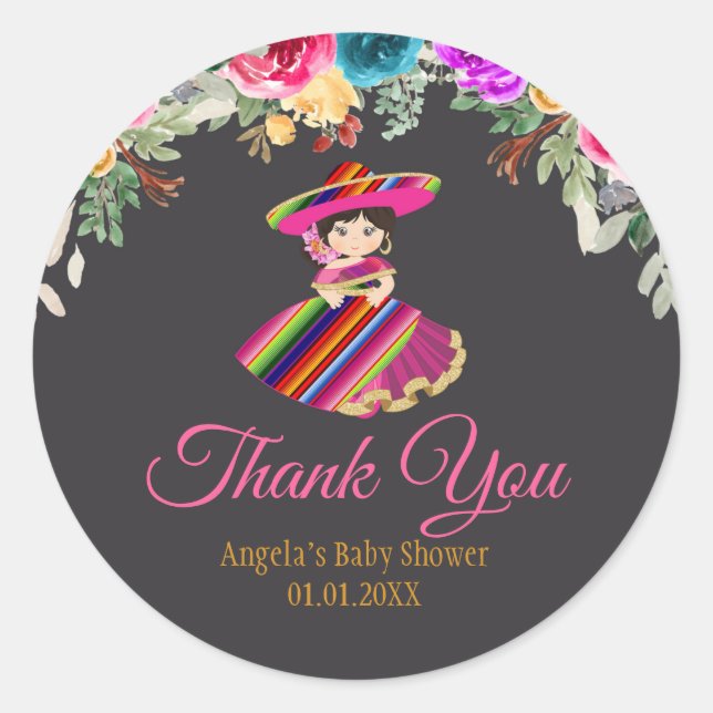 Adesivo Rapariga Mexicana Flowers Fiesta (Frente)