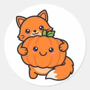 Adesivo Rapariga Raposa Abraçando Abóbora Halloween
