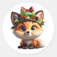 Rapariga Raposa de Natal com Chapéu de Azevinho Cl