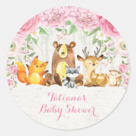 Adesivo Rapariga Rosa Floral Animais De Bebê Da Floresta F